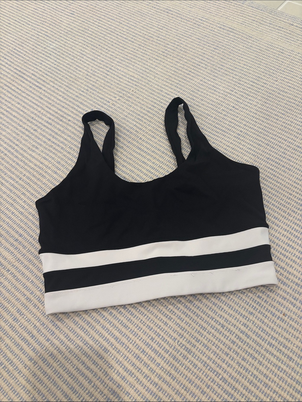 Black & White Striped Athletic Bralette - Women Intimates